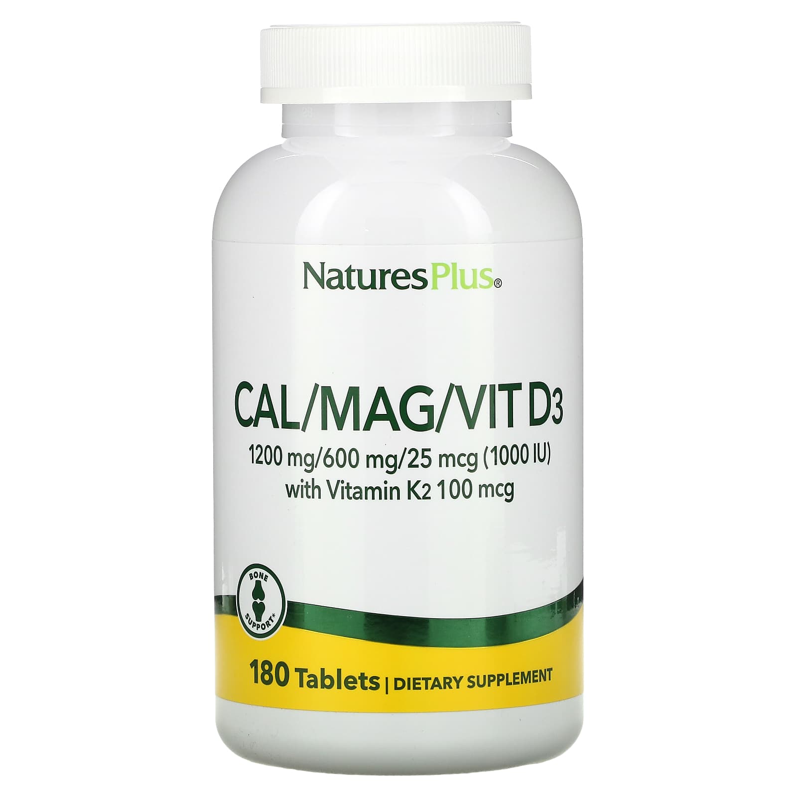 Nature's Plus, Cal/Mag/Vit D3 with Vitamin K2, 180 Tablets UPC 097467336476 | Hilife Vitamins